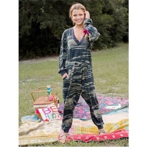 Natural Life Johnnie Jumpsuit Camo 100% Cotton Oversized Baggy One Piece Pockets
